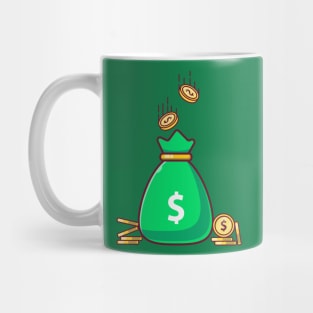 Bag of Dollar Coins with Falling Coins Mug